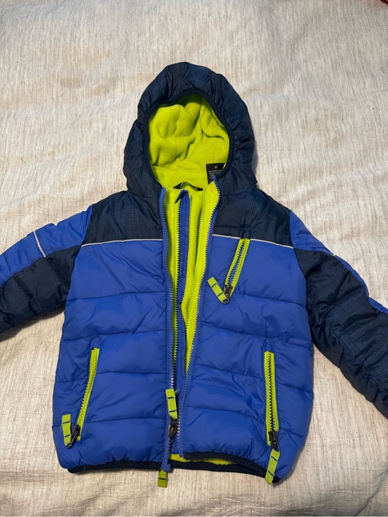 Snozu Other - Snozu Blue and Neon Green Hooded Puffer Jacket